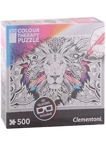 Арт-терапия, Пазл Clementon Лев 500эл.+3D очки 35051