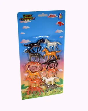 Набор 1toy В мире животных Лошади (Т53830) (12 шт) (30х15,5х2,5см) (блистер) 2394612