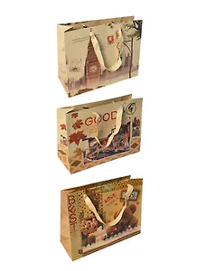 Пакет подарочный крафт А4 26,5*34*11,5 ассорти, Haich