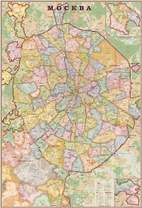 Карта "Москва современная" экодизайн, 1,07х1,57 м, масштаб 1:34 000