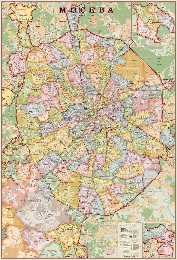 Книга Карта "Москва современная" экодизайн, 1,07х1,57 м, масштаб 1:34 000 () — 1