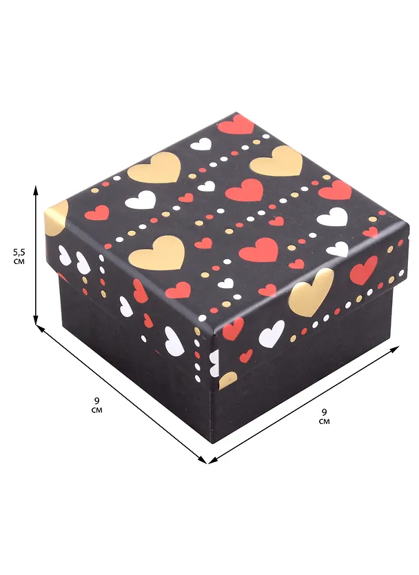 Коробка подарочная "Hearts on black" 9*9*5,5см, картон 2954421 — 2