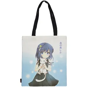 Сумка-шоппер Аниме Девушка с белым котиком ,Сёдзё, цветная 40см.*32см.