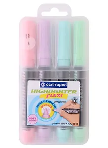 Текстовыделители Centropen, Flexi 8542, пастельные 4 цвета 1-5 мм