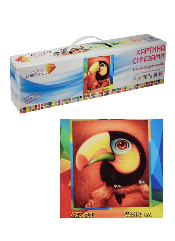 Картина стразами Какаду (АЖ-361) (581193) (25х30см) (Алмазная живопись) (коробка) 2495002 — 1