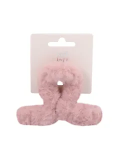 Заколка-крабик розовая (иск.мех) (8см) (12-010253-B67) (Lafilaf)