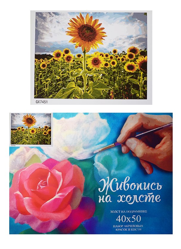 Набор, Картина по номерам, Яркое поле (GX7451) (40х50) (+6) (24цв.) (коробка) 2497131 — 1