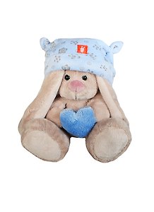 Игрушка мягкая Budi Basa, Игрушка мягконабивная "Зайка Ми" в голубой шапке с сердечком (малыш) 15см