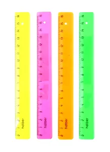 Линейка 16см пластик, полупрозрачная флуоресцентн., ассорти