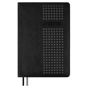 Ежедневник датированный 2026 год, А5, 176 листов, "Шевро", черный 3116480