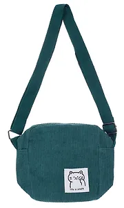 Сумочка на молнии кросс-боди (бирюзовая) (вельвет) (16х14х6) (12-HanMa-766)