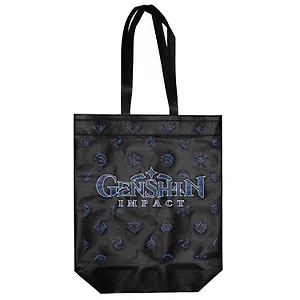 Сумка Genshin Impact Логотип (черная) (полипропилен) (40х38) (ARTM153)