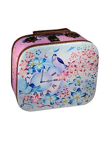 Шкатулка-саквояж дерево Часы и птичка (28,5х25х10,5) (42733)