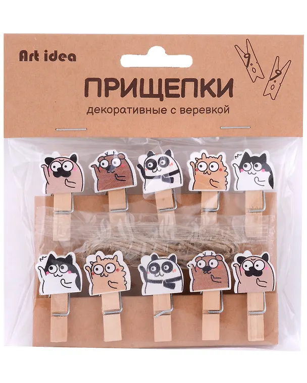 Прищепки декоративные с веревкой "Animal" 3018395 — 1