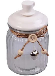 Баночка стекло с керамической крышкой Чашка белая (7,5х14)