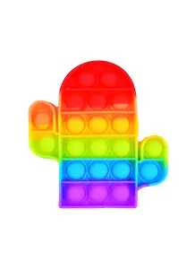 Поп ит. Игрушка-антистресс с пузырьками Радужный кактус (Pop-It) (12х11,5см) (JSC8117)