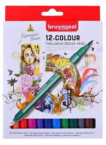 Линеры двусторонние 12цв "Brushpen"