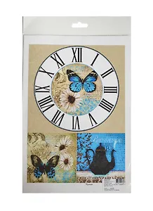 Рисовая карта для декупажа Циферблат с бабочкой (АМ400054) (21х29см) (упаковка)