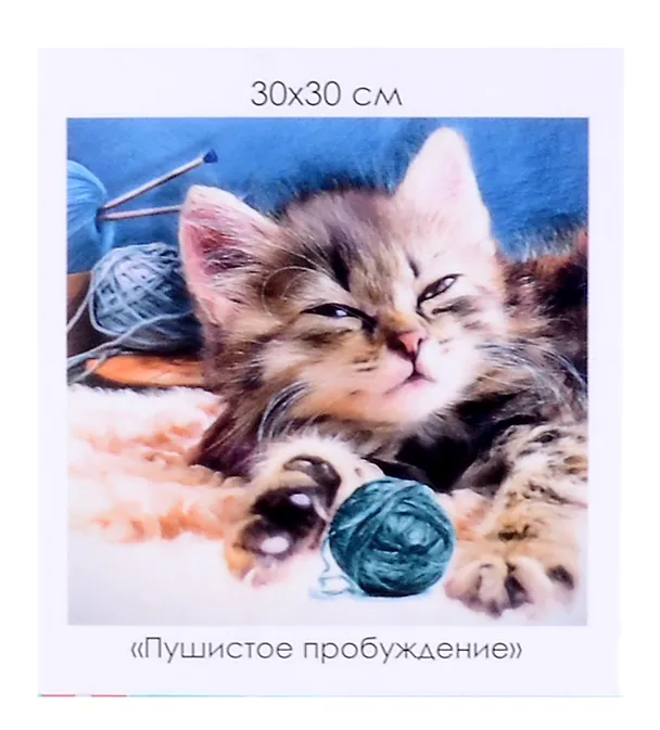 Алмазная мозаика на канве "Пушистое пробуждение" (30*30 см) 3059109 — 1