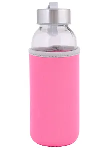 Бутылочка в чехле (розовая) (стекло) (300мл)