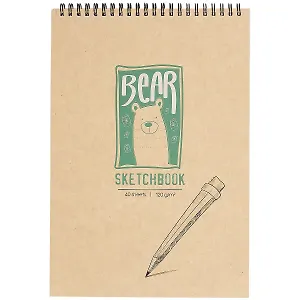 Скетчбук А4 40л "Медвежонок" белый офсет, 120г/м2, тв.обложка, спираль