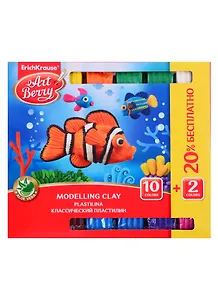 Пластилин 12цв (10+2) 216гр с Алоэ Вера, стек, к/к