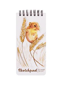Скетчбук 105*220 80л "Мышонок" белый офсет, 160г/м2, тв.обложка, широкая евроспираль