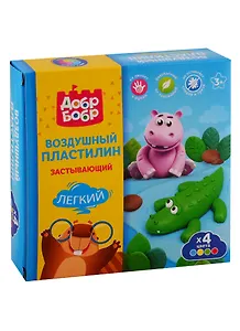 Воздушный пластилин ДобрБобр, 4 цвета, застывающий