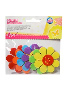 Набор фетровых деталей для декора Ромашки-смайлики (143862) (6шт) (упаковка)