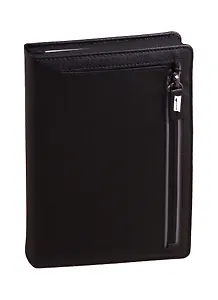 Ежедневник недат. А5 160л Шеврет черный, кожзам, тв. переплет, с поролоном, карман на молнии, офсет, ляссе