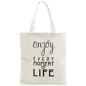 Сумка-шоппер на молнии Enjoy every moment, белая 37*38см