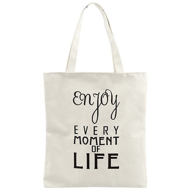 Сумка-шоппер на молнии Enjoy every moment, белая 37*38см 2584509 — 1