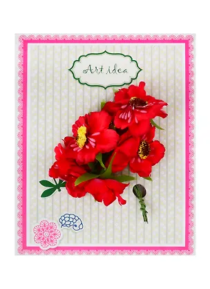 Маки алые, букетик 6 стеблей (готовые на подложке) 2715330