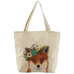 Сумка-шоппер на молнии Лиса акварель (43х40) (текстиль)