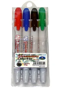 Маркеры перманентные 04цв 2мм пл/уп., подвес, CROWN