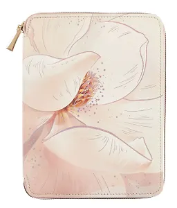 Ежедневник-органайзер недат. А5+ 120л 175*225 "Наппа. Цветок" кожзам, тв.переплет, обл.поролон, тиснение фольгой, офсет, ляссе, папка-органайзер, застежка-молния, карман, подар.упаковка