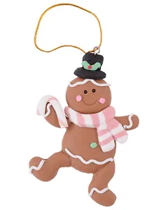 Новогоднее подвесное украшение Пряничный человечек с шарфиком (полимерная глина) (6х5)