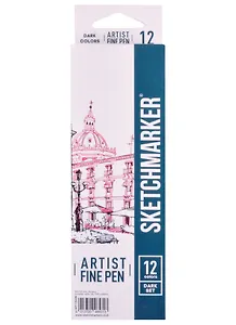 Ручки капиллярные 12цв Artist fine pen Dark colors, к/к, Sketchmarker