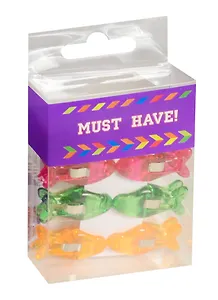 Зажимы для бумаг 08шт "Рыбки" цветные, пл.уп., MUST HAVE!