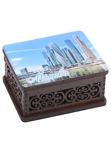 ГС Шкатулка малая резная с заливкой смола Москва вид 8 (хдф) (95 x 65 x 52 мм)