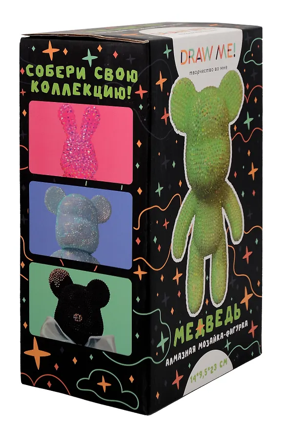 Алмазная мозаика на фигурке Draw Me! "Зеленый мишка", (14*9,5*23 см) 3152028 — 2