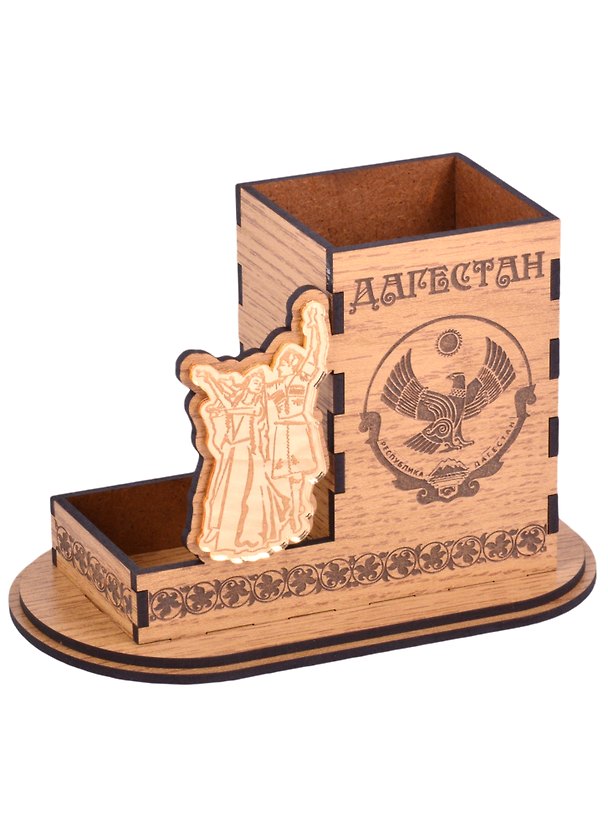 ГС Карандашница Дагестан с зеркальным элементом вид 1 (16 x 8 x 10см) (хдф, акрил) 2868000 — 1