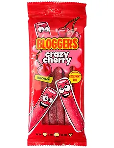 Мармелад жевательный BLOGGERS Крейзи черри, Вишня (трубочка), 75г