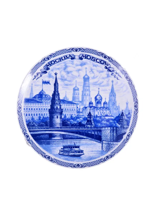 Тарелка Москва Панорама фарф.синий рис.D20 (20-7-17) 2858811 — 1