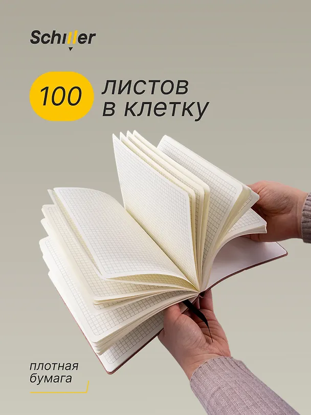 Книга для записей А5, 100 листов в клетку, черная, Schiller 3031818 — 6