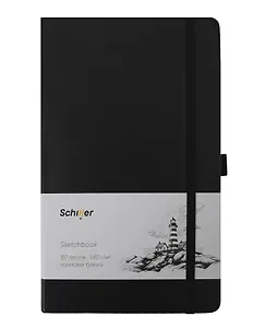 Скетчбук 13*21 80л "Schiller" черный, 140г/м2 слоновая кость, тв.обл., Schiller