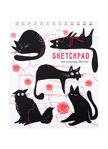 Скетчбук А6 60л "Черные коты" белый офсет, 80г/м2, тв.обложка, гребень