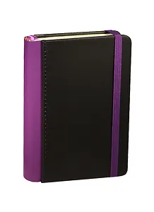 Записная книжка А6 96л черная, фиолетовый торец, на резинке,  Link Art