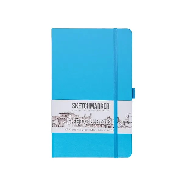 Скетчбук 13*21 80л "Sketchmarker" синий неон, 140г/м2, слоновая кость, тв.обл. 3012388 — 1