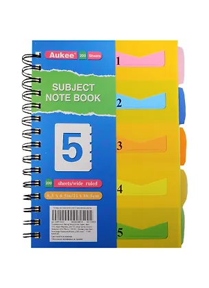Тетрадь 200л кл. спираль, 5 цв.разделителя, ассорти, Aukee 239879